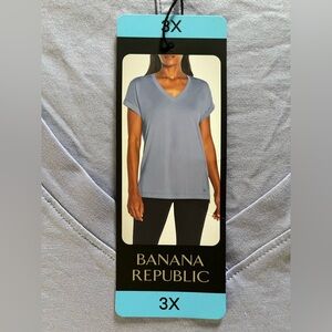 Banana Republic light periwinkle soft oversized V-neck tee top shirt 3X NWT